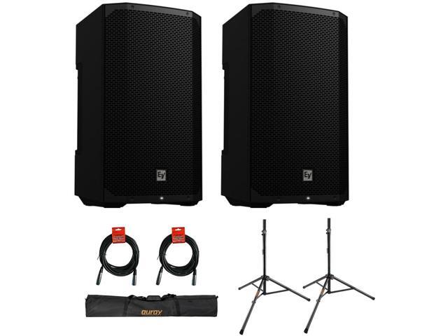 Electro-Voice EVERSE 12 Weatherized Battery-Powered Loudspeaker with Bluetooth Audio and Control Black (Pair) Bundle with Auray Steel Speaker...