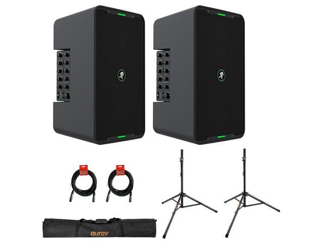Mackie ShowBox All-in-One Battery-Powered 400W 8' Live Performance Rig with Breakaway Mix Control (Pair) Bundle with Auray Steel Speaker Stands...