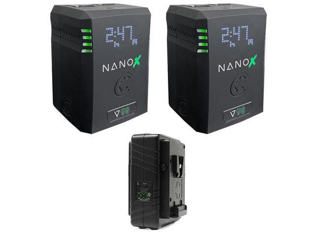 Core NANOV98X, 98wh Micro Sized V-Mount Smart Battery (Pair) Bundle with Core SWX GPM-X2S Mini Dual Travel Battery Charger