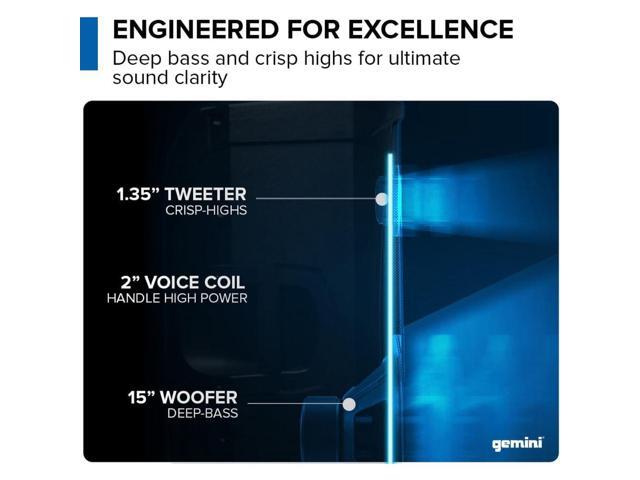 Gemini Sound GD-L215PRO 1300-Watt Professional PA Speakers with Bluetooth Bundle with Auray SS-4420 Steel Speaker Stand and XLR- XLR Cable