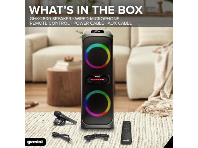 Gemini Sound GHK-2800-4800W Party Speaker Bundle with Polsen M-85 Professional Dynamic Handheld Microphone (Dark Gray) XLR to TRS Cable - image 3