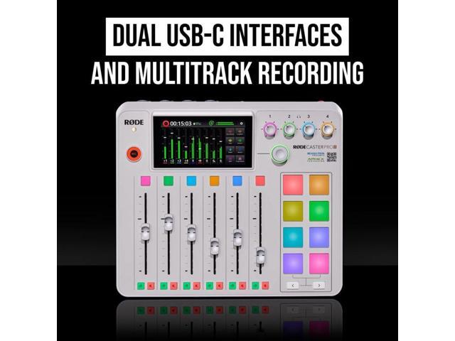 RØDE RØDECaster Pro II All-in-One Production Solution (White) Bundle with NTH-100 Professional Closed-Back Over-Ear Headphones and PSA1+ Professional Studio Arm - image 5