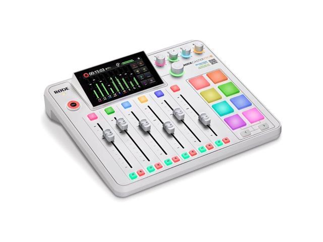 RØDE RØDECaster Pro II All-in-One Production Solution (White) Bundle with NTH-100 Professional Closed-Back Over-Ear Headphones, PodMic Dynamic...