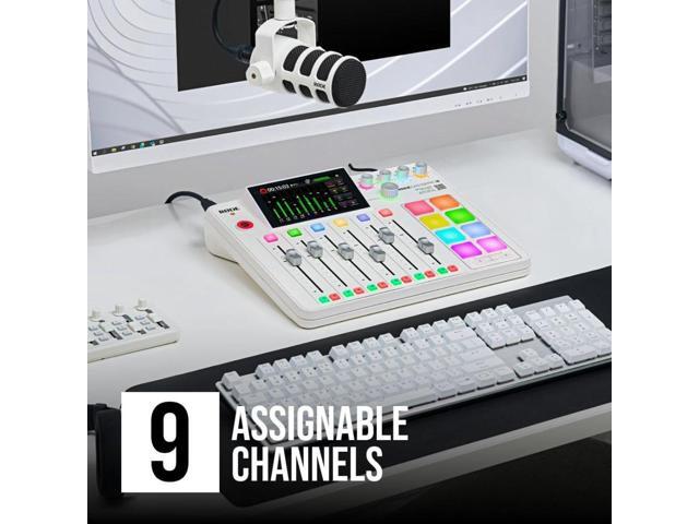 RØDE RØDECaster Pro II All-in-One Production Solution (White) Bundle with NTH-100 Professional Closed-Back Over-Ear Headphones, PodMic Dynamic...