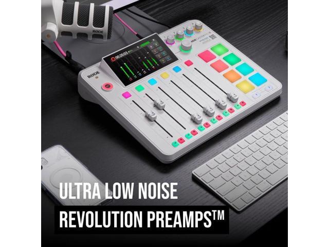 RØDE RØDECaster Pro II All-in-One Production Solution (White) Bundle with NTH-100 Professional Closed-Back Over-Ear Headphones, PodMic Dynamic...