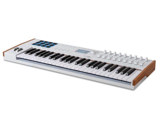 Arturia KeyLab 49 mk3 White 49 Key USB MIDI Keyboard Controller Bundle with Auray FP-P1L Universal Piano Sustain Pedal, Kaces KKC-MD Stretchy...