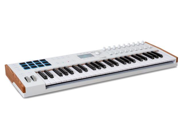 Arturia KeyLab 49 mk3 White 49 Key USB MIDI Keyboard Controller Bundle with Auray FP-P1L Universal Piano Sustain Pedal, Kaces KKC-MD Stretchy...