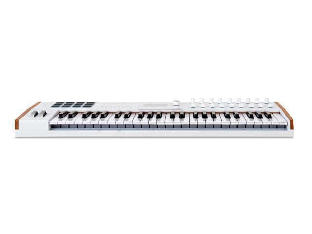 Arturia KeyLab 49 mk3 White 49 Key USB MIDI Keyboard Controller Bundle with Auray FP-P1L Universal Piano Sustain Pedal, Kaces KKC-MD Stretchy...