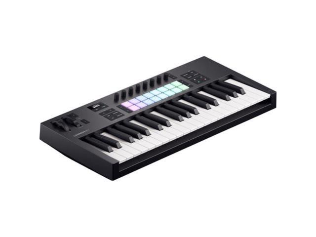 Novation Launchkey 37 MK4 USB MIDI Keyboard Controller (37-Key) Bundle with Auray FP-P1L Universal Piano-Style Sustain Pedal, Hosa Mid-310 Black 10...
