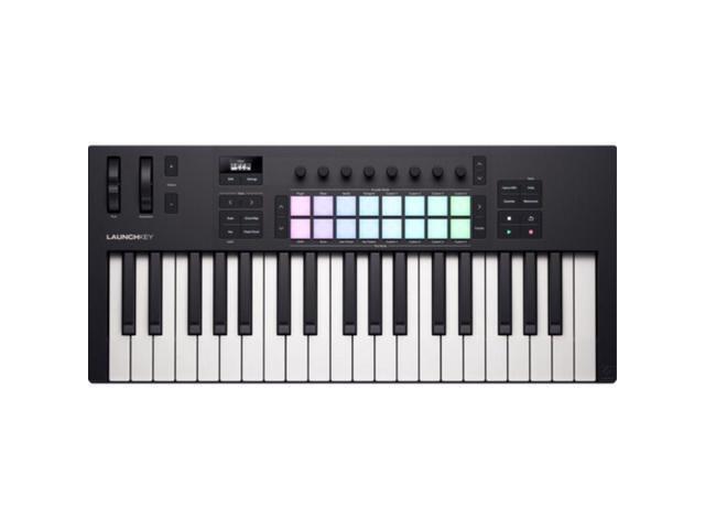 Novation Launchkey 37 MK4 USB MIDI Keyboard Controller (37-Key) Bundle with Auray FP-P1L Universal Piano-Style Sustain Pedal, Hosa Mid-310 Black 10...