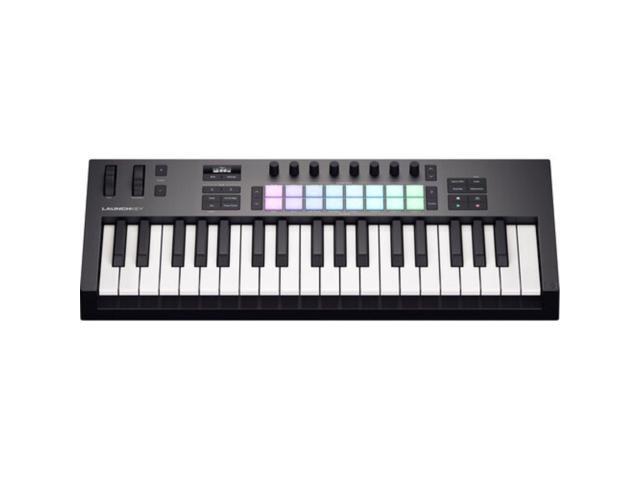 Novation Launchkey 37 MK4 USB MIDI Keyboard Controller (37-Key) Bundle with Auray FP-P1L Universal Piano-Style Sustain Pedal, Hosa Mid-310 Black 10...