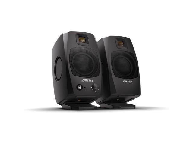 Adam Audio D3V(Black) Active Desktop Monitoring System Bundle with 2x Auray IP-S Isolation Pad for Studio Monitor and Comprehensive Stereo Mini...
