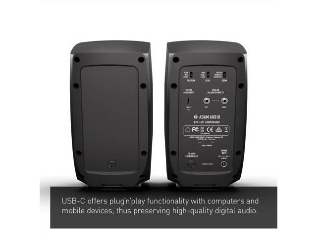 Adam Audio D3V(Black) Active Desktop Monitoring System Bundle with 2x Auray IP-S Isolation Pad for Studio Monitor and Comprehensive Stereo Mini...