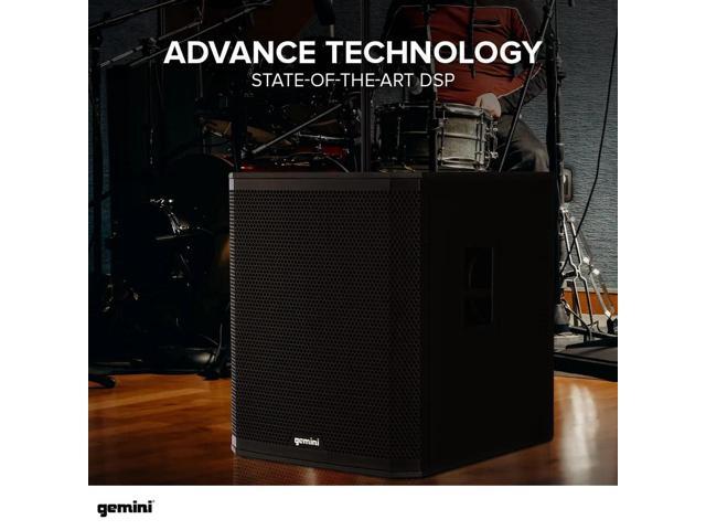 Gemini Sound ZRX-S18BT 18 Inch Powered Subwoofer 2400W Peak Active PA Bluetooth Bundle with On-Stage Subwoofer Pole with M20 Thread Black, Gemini...