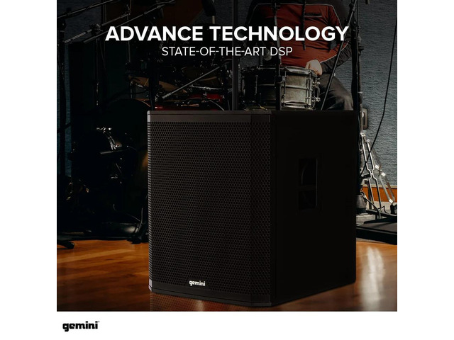 Gemini Sound ZRX-S18BT 18 Inch Powered Subwoofer 2400W Peak Active PA Bluetooth Bundle with On-Stage Subwoofer Pole with M20 Thread Black, Gemini...