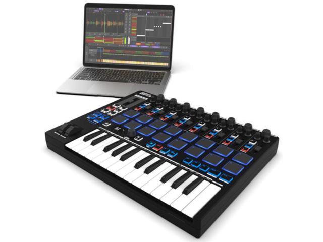 Reloop Keypad Pro Compact USB-MIDI 4-In-1 DAW Workstation Controller Bundle with Auray FP-P1L Universal Piano-Style Sustain Pedal