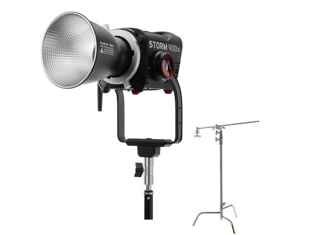 Aputure STORM 400x Tunable White LED Monolight (V-Mount) Bundle with Lowel 40' C-Stand Turtle Base Kit (Chrome, 9.8')