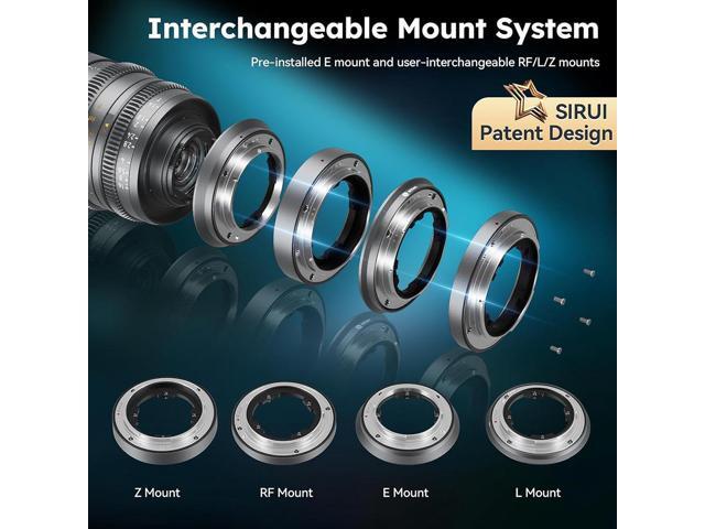 SIRUI VP-1 Vision Prime 1 T1.4 Full Frame Cine Lens, 24mm Manual Focus Cinema Lens with Pre-Installed E Mount, Interchangeable RF/Z/L Mounts (Metal...