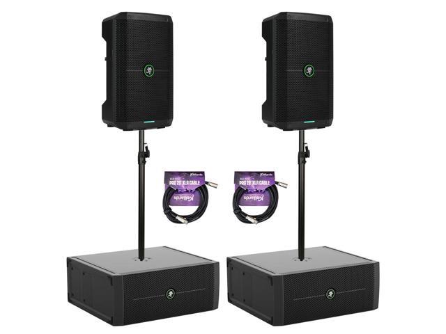 Mackie ThumpSub GO 8' 400W Battery-Powered Subwoofer & Thump GO 8' Bluetooth Loudspeakers (Pair) Bundle with 2x On-Stage Subwoofer Poles & 2x...