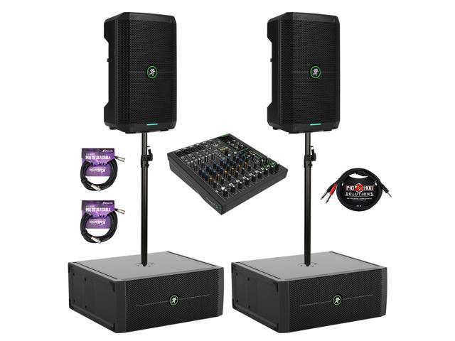 Mackie ThumpSub GO 8' 400W Battery-Powered Subwoofer & Thump GO 8' Bluetooth Loudspeakers (Pair) Bundle with ProFX10 GO Battery-Powered Audio...