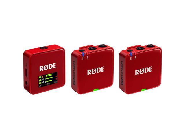 Rode Wireless GO (GEN3) RED Bundle with Rode Interview GO-Red Handheld Mic Adapter for the Wireless GO Red, Anti-Static Screen Cleaning Wipes (5-Pack)