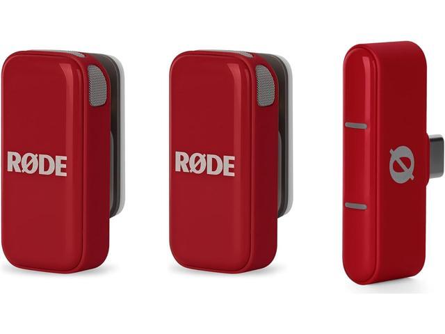 RODE Wireless Micro 2-Person Ultracompact with USB-C Connector Red Bundle with Rode Interview GO - Red, Anti-Static Screen Cleaning Wipes (5-Pack)