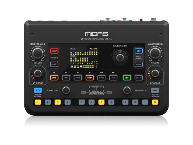 Midas DP48 Dual 48-Channel Personal Monitor Mixer with SD Card Recorder Bundle with DP48MB Mounting Bracket