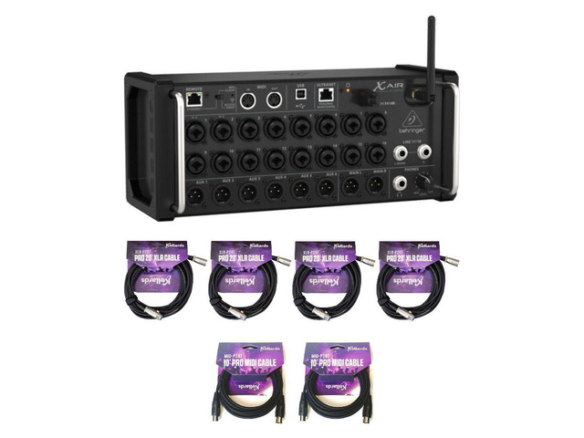 Behringer X AIR XR18 18x12 Digital Mixer for iPad/Android Tablets Bundle with Kellards XLR-P20T Pro 20 ft XLR Microphone Cable (Pack of 4),...