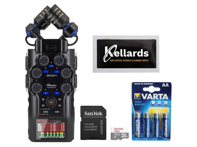 Zoom H6studio 6-Track Handy Recorder with 32-Bit Float Recording Bundle with San