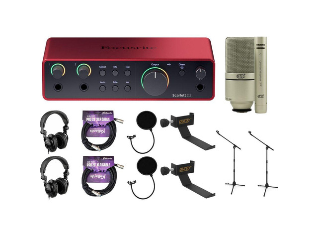 Focusrite Scarlett 2i2 USB-C Audio Interface Bundle with (2 packs each): MXL 990