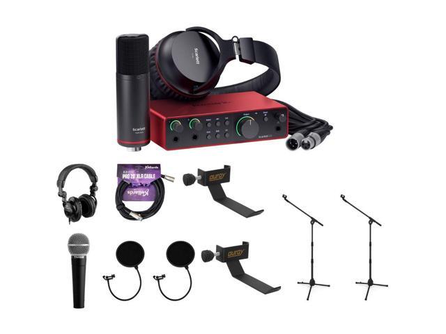 Focusrite Scarlett 2i2 Studio 4th Gen USB-C Audio Interface Bundle with Polsen M-85 Mic, HPC-A30 Headphones, XLR Cable, Boom Mic Stands (2 Pack),...