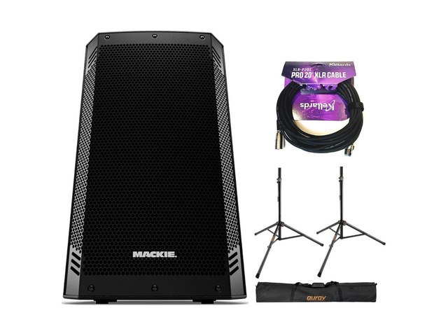 Mackie Thrash15v2 15 1300W Loudspeaker Bundle with Stand & 2x 20' XLR Cable