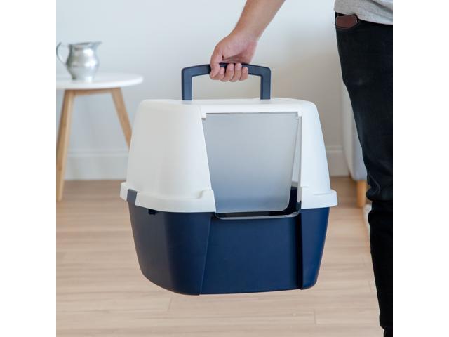 IRIS Jumbo Hooded Litter Box without Scoop, Navy