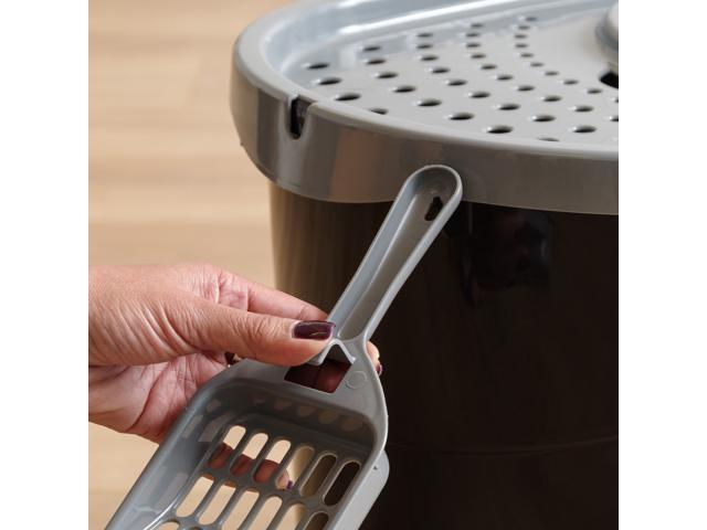IRIS Top Entry Cat Litter Box with Scoop, Black/Gray