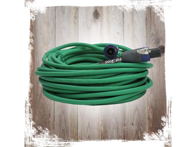 Speakon to Speakon Cable by FAT TOAD 50ft Professional 12GA Pro Audio Green Speaker PA Cord with Twist Lock Connector 12 AWG Wire for...