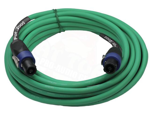 Speakon to Speakon Cables (2 Pack) by FAT TOAD 25ft Professional DJ Pro Audio Green Speaker PA Cord with Twist Lock Connector 12 AWG Wire for...
