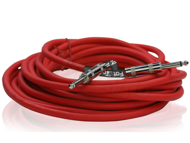 1/4' to 1/4 Male Jack Speaker Cables (2 Pack) by FAT TOAD 25ft Professional Pro Audio Red DJ Speakers PA Patch Cords Quarter Inch 12 AWG Gauge...