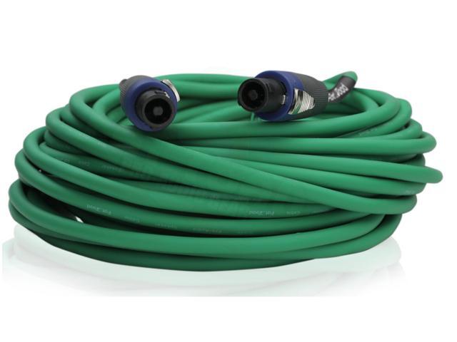 Speakon to Speakon Cable by FAT TOAD 50ft Professional 12GA Pro Audio Green Speaker PA Cord with Twist Lock Connector 12 AWG Wire for...