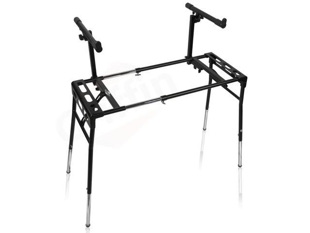 GRIFFIN 2-Tier DJ Coffin Workstation Stand Double Table Top Keyboard & Laptop Holder Duel Level Digital Piano Rack Mount Platform for Studio...