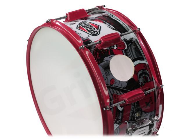 GRIFFIN Snare Drum Birch Wood Shell 14 X 6.5 Inch Oversize 2.5' Large Vents & Custom Graphic Wrap (Limited Edition) Red Hardware & Marching...