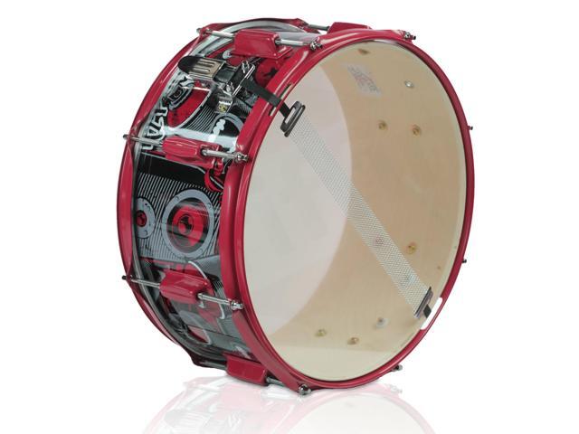 Snare Drum by GRIFFIN Birch Wood Shell 14'x6.5' with Custom Graphic Wrap (Limited Edition) Percussion Acoustic Musical Instrument Kit &...