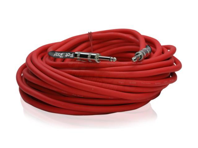 4 PACK - 50FT DJ PA Speaker Cables by FAT TOAD Professional Pro Audio Red Patch Cords 1/4 to 1/4 Quarter Inch Male Jack 12 AWG Gauge Wire for...