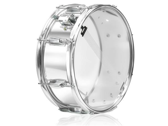 Metal Snare Drum by GRIFFIN 14' x 5.5' inch Steel Chrome Shell 8 Tuning Lugs & Snare Throw Off Strainer Set Musical Instrument Kit & Drummers...