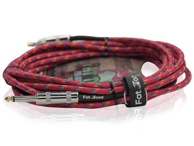 16 PACK - FAT TOAD Guitar Cords Right Angle to Straight-End Instrument Cable Tweed Cloth Jacket Braided Woven 20FT 1/4 Inch Jack TS for Electric...