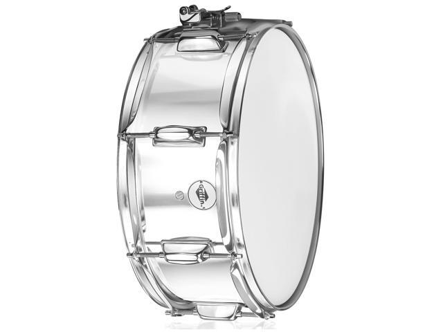 Metal Snare Drum by GRIFFIN 14' x 5.5' inch Steel Chrome Shell 8 Tuning Lugs & Snare Throw Off Strainer Set Musical Instrument Kit & Drummers...