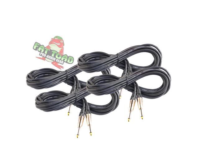 Guitar Cables (4 Pack) Instrument Cord by FAT TOAD 20 AWG Patch Conductor for Electric or Acoustic Guitar, Bass, Amps, Keyboards & Pro-Audio DJ...