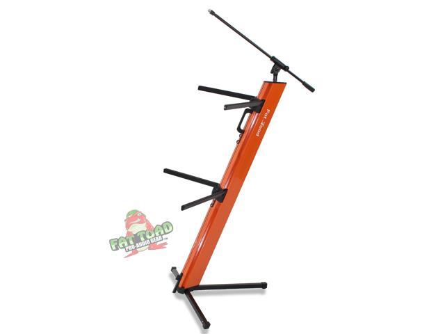 FAT TOAD Professional 2-Tier Column Keyboard Stand with Mic Boom Arm Adapter Double Sliding Electronic Piano Tower Mount Platform Holder for...