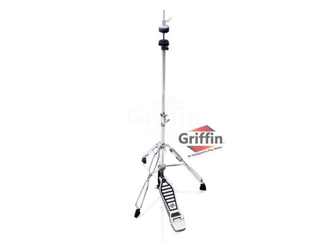 Deluxe Hi-Hat Stand by GRIFFIN Hi Hat Cymbal Pedal With Pull Chain HiHat Mount with Chrome Double Braced Hardware Accessory Set Adjustable...