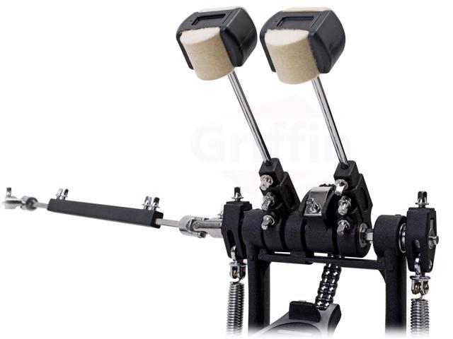 GRIFFIN Deluxe 2-Pack Drum Hardware Kit - Double Kick Drum Bass Pedal & 2-Legged Premium Hi-Hat Stand Quad Sided Beater Head Dual Chain Drive...