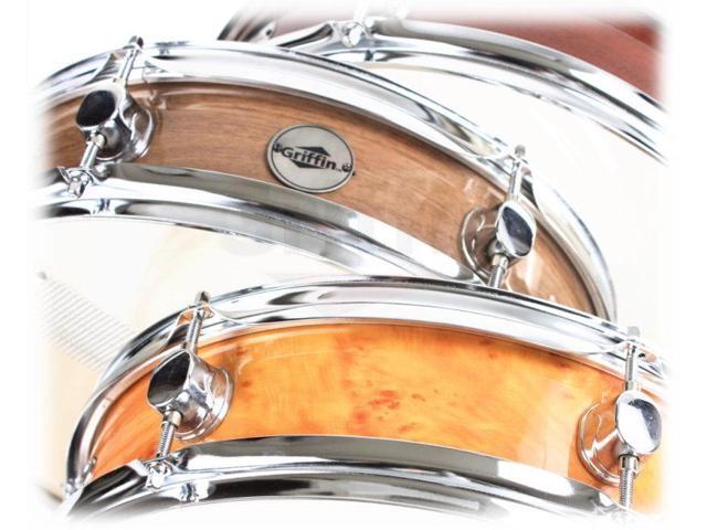 Piccolo Snare Drum 13' x 3.5' by GRIFFIN 100% Poplar Wood Shell with Black Hickory Finish & Coated Drum Head Professional Drummers Deluxe...